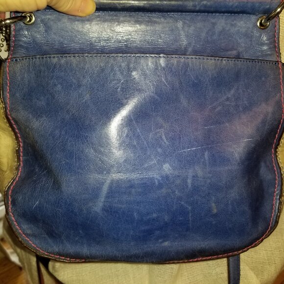 Coach blue, grey and salmon/pink bag. Soft leather. - Picture 12 of 15